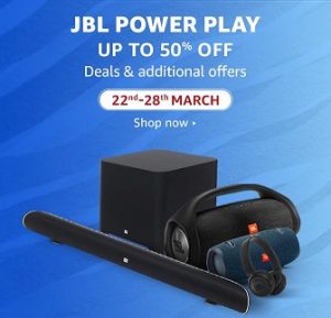 JBL Power Play Upto 50% OFF Headphones & Speaker + 10% Back as Amazon Pay Balance + No Cost EMI