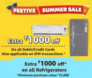 Amazon Summer Sale: Flat Rs.1000 Extra off on Refrigerator