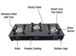 Butterfly Rapid Glass Manual Gas Stove (3 Burners)