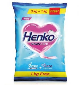 Henko Stain Care Detergent Powder – 4 kg for Rs.380 – Amazon
