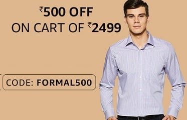 Men’s Formal Clothing up to 80% off + Extra Rs.500 Off on Cart Value of Rs.2499 – Amazon (Valid till 26th April)