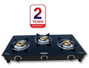 Inalsa Dazzle Glass Top 3 Burner Gas Stove with Rust Proof Powder Coated Body