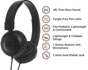 JBL Tune 500 Wired On Ear Headphones with Mic for Rs.1,999 – Amazon
