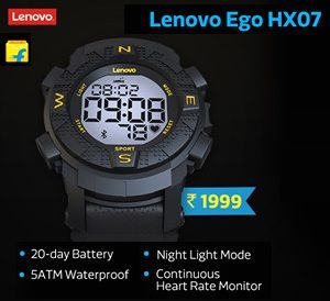 Lenovo Ego Smartwatch for Rs.999 – Flipkart