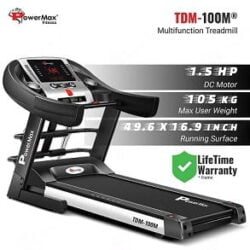 Powermax Fitness TDM-100M (1.5HP), Semi-Auto Lubrication, Multifunction Treadmill for home fitness