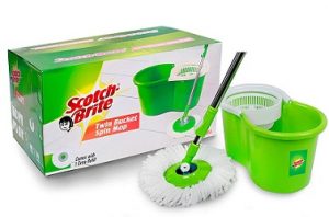 Scotch-Brite Twin Bucket Spin Plastic Mop (2 Refills)