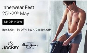 Innerwear Fest: Buy 2 get 5% off | Buy 3 get 10% off @ Amazon