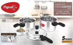 Steal Deal: Pigeon Stainless Steel with common lid Induction Bottom Pressure Cooker (2 & 3 Ltr) worth Rs.2995 for Rs.1449 – Amazon