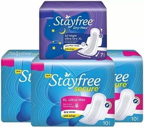 Stayfree Secure Ultra Thin XL Wings Sanitary Pad (Pack of 37) worth Rs.288 for Rs.187 @ Flipkart
