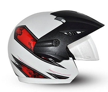 Vega Cruiser CR-W/P-ARS-WR-M Open Face Graphic Helmet (White and Red, M) for Rs.772 – Amazon