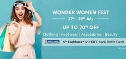 Women’s Fashion Fest – up to 70% off on Fashion Styles + 5% Cashback with HDFC Card + 10% Cashback as Amazon Pay Balance @ Amazon (27th – 29th July)