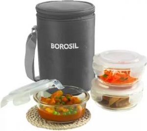 Borosil Klip-N-Store 3 Containers Lunch Box (400 ml)