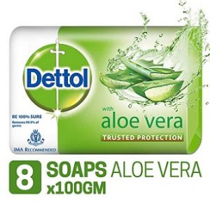 Dettol Soap – 100 g Pack of 8, Aloe Vera for Rs.203 – Amazon