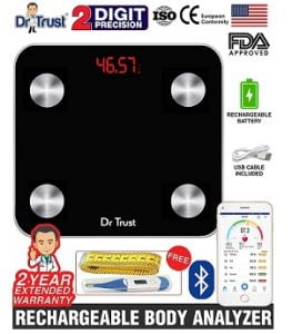 Dr Trust (USA) Digital Smart Connect Rechargeable Body Composition Monitor Fat Analyzer Weighing Scale for Rs.1499 – Amazon
