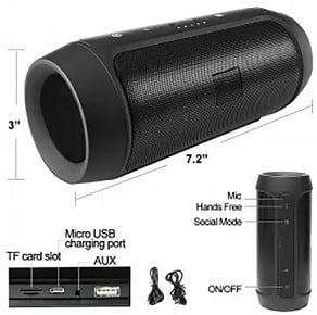 EMY SQ03_Super Sound_Charge 2 Plus With USB Port, AUX & Memory Card Slot 15 W Bluetooth Speaker