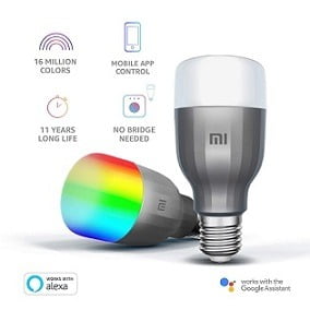 Mi LED Wi-Fi 10W Smart Bulb (White and Color E27 Base) Compatible with Amazon Alexa and Google Assistant for Rs.1299 – Amazon