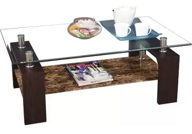 HomeTown Garfield Glass Coffee Table (1000mm x 600mm x 490mm) for Rs.5,592 – Flipkart