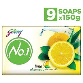 Godrej No.1 Bathing Soap – Lime & Aloe Vera 150g (Pack of 9) for Rs.199 – Amazon