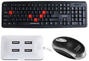QUANTUM Combo Set of Hi-Tech QHM 7403/222 Wired USB Mouse with Keyboard and USB 4 Port Hub for Rs.511 – Amazon