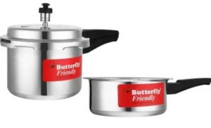 Butterfly Friendly 3 L & 2 L Induction Bottom Pressure Cooker for Rs.1099 – Amazon