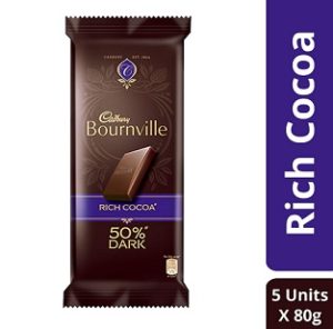 Cadbury Bournville Rich Cocoa Dark Chocolate Bar (80gr X 5) for Rs.399 – Amazon