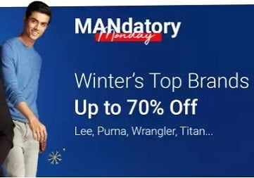 Men’s Fashion – Mandatory Monday offer upto 70% off @ Flipkart
