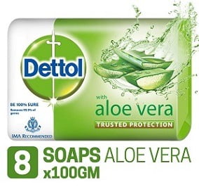 Dettol Soap – 100 g X8 (Aloe Vera) worth Rs.312 for Rs.203 – Amazon