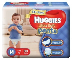 Huggies Ultra Soft Diapers for Boys, Medium (Pack of 30)