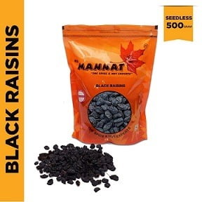 Mannat Afghan Black Kishmish (Seedless) 500g for Rs.236 – Amazon