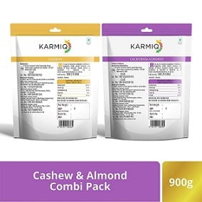 Karmiq Almonds 500 Gr & Cashew 400 Gr for Rs.649 – Amazon