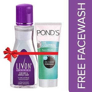 Livon Serum For Dry & Unruly Hair, 100 ml with Free Ponds Oil Control Face Wash, 50 gm
