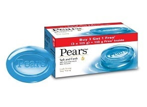 Pears Soft and Fresh Bathing Bar, 125g Pack of 4