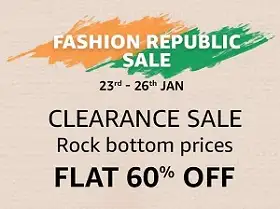 Amazon Republic Fashion Sale: Min 60% off on Fashion Styles