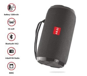 AKAI Bluetooth Wireless Speaker Bass Drum BD-22 10 Watt with Subwoofer for Rs.1399 – Amazon