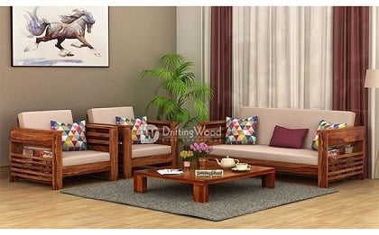DriftingWood Sheesham Wood 5 Seater Sofa Set 3+1+1 for Rs.27999 – Amazon
