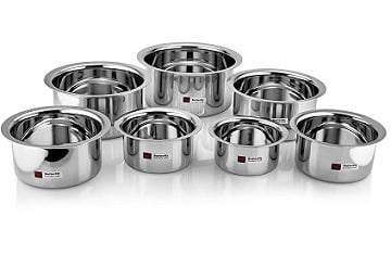 Butterfly Stainless Steel Tope Set 26G (Size 9-15), 7-Piece for Rs.1089 – Amazon