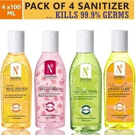 NutriGlow NATURAL’S HAND SANITIZERS (4 x 100 ml) for Rs.549 – Flipkart