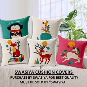 Swasiya Jute Printed Cushion Cover Set 16X16 – Pack of 5 for Rs.229 @ Amazon (Free Shipping)