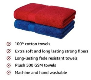 Solimo 100% Cotton 2 Piece Bath Towel Set, 500 GSM