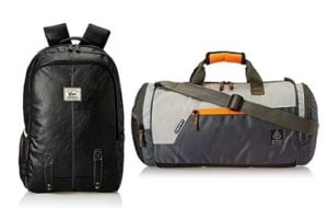 Gear Classic Anti Theft Faux Leather 20 Ltrs Laptop Backpack & Gear Polyester 38 cms Travel Duffle for Rs.1338- Amazon