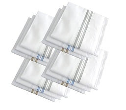 MYYNTI Men’s Mercerized Cotton with Luxurious Finish Handkerchief (White) – Pack of 12 for Rs.339 – Amazon