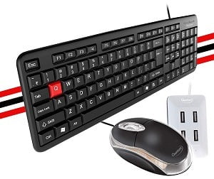 Quantum Wired USB Combo with Keyboard Mouse and 4 Port USB-Hub for Rs.399 – Amazon