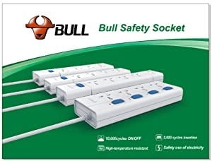 Bull (Gongniu) Extension Board 6 Socket, 1 Switch, 2 M Wire