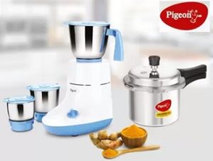 Pigeon Glory 550 W Mixer Grinder 3 Jars with IB 3 Ltr Pressure Cooker for Rs.1999 – Amazon