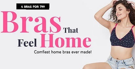 Clovia Bras:  2 for Rs.499 and 4 for Rs.799