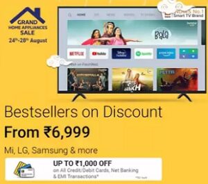 LED TV at Biggest Discounted Price +Rs.1000 Extra Off on Pre-paid Order @ Flipkart