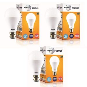 Wipro Garnet 15 Watt LED Bulb (Pack of 3) for Rs.587 @ Amazon