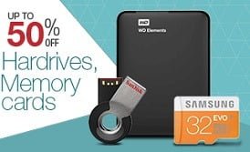 Hard Drives & Memory Cards upto 50% Off