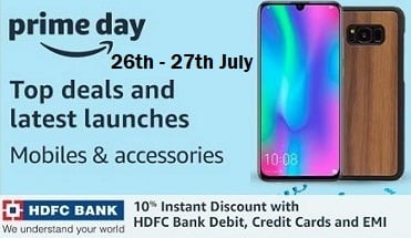 Amazon Prime Day Sale: Deep Discount Deals on Mobile & Accessories + 10% Extra Off with HDFC Cards