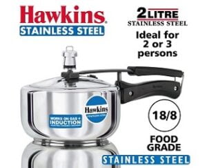 Hawkins Stainless Steel Pressure Cooker 2 Litres (Induction Compatible)